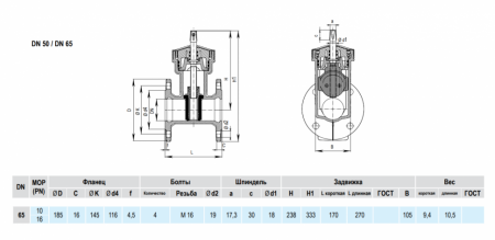 Задвижка HAWLE 4000A DN 65 PN 10/16 фланцевая клиновая чугунная с обрезиненным клином короткая в монолитном корпусе