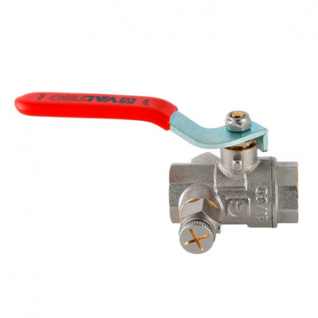 Кран шаровой VALTEC Ду25 Ру40 муфтовый с дренажем и воздухоотводчиком VT.245.N.06