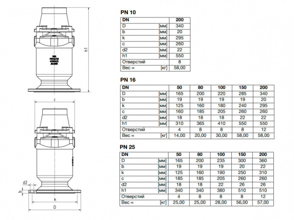 Клапан VAG DUOJET-T DN 50 PN 25 воздушный защищенный