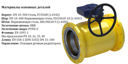 Кран шаровой NAVAL 280592 DN 100 PN 25 стальной стандартнопроходный фланцевый для газа с редуктором Кран шаровой NAVAL 280592 DN 100 PN 25 стальной стандартнопроходный фланцевый для газа с редуктором
