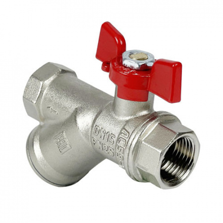 Кран шаровый VALFEX PREMIUM VF.293 ВР 1/2" Ду 15 Ру 25 с фильтром никелированный латунный