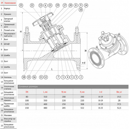 Клапан балансировочный РАШВОРК 347 Ду100 Ру16 чугунный фланцевый