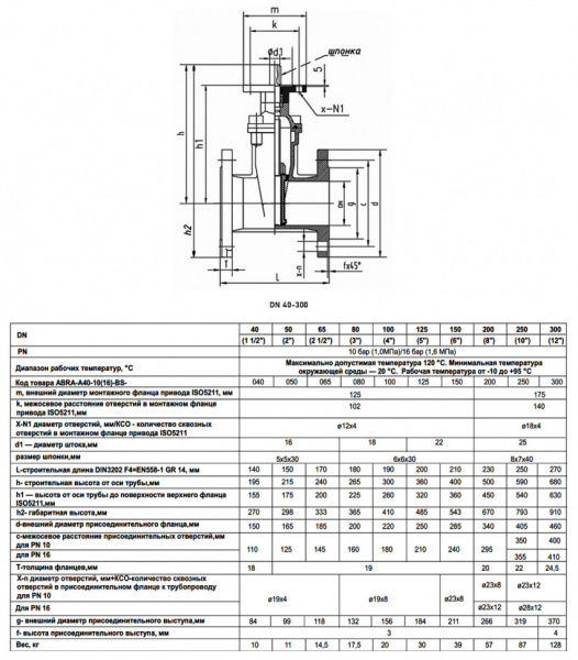 Задвижка клиновая ABRA A40-BS DN 50 PN 10/16 чугунная фланцевая с голым штоком Задвижка клиновая ABRA A40-BS DN 50 PN 10/16 чугунная фланцевая с голым штоком