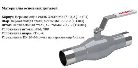 Кран шаровой NAVAL 286408 DN 40 PN 40 нержавеющий стандартнопроходный под приварку