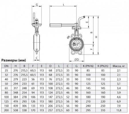 Затвор ЗПНС ADL ГРАНВЭЛ DN 65 PN 16 с рукояткой MRR