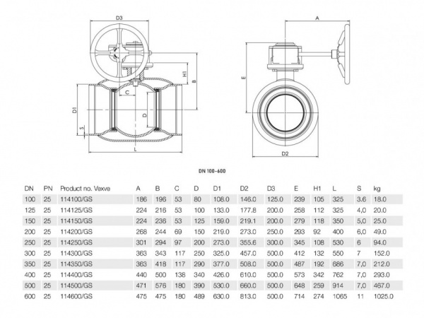 Кран шаровой Vexve 114/GS DN 125 PN 25 стальной газовый Кран шаровой Vexve 114/GS DN 125 PN 25 стальной газовый