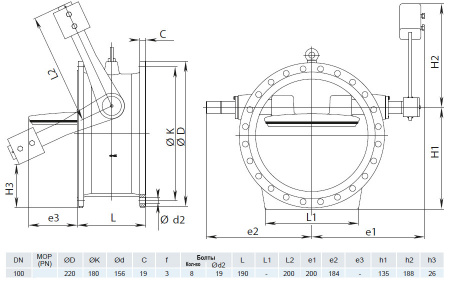Клапан обратный HAWLE 9883K DN 100 PN 10/16 с рычагом и противовесом