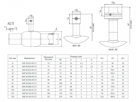 Кран шаровой БИВАЛ КШГ 82 DN 20 С/С
