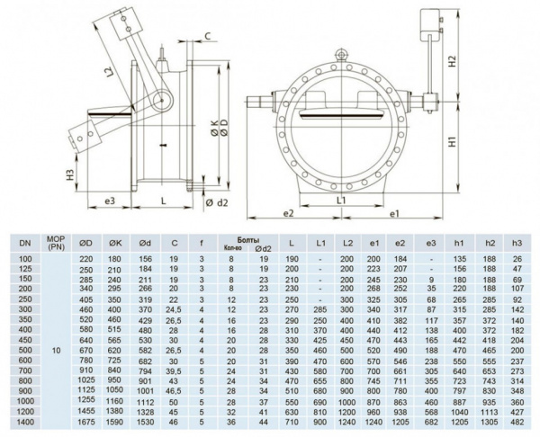Клапан обратный Hawle 9883 DN 150 PN 10 фланцевый c рычагом и противовесом