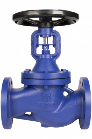 Вентиль запорный сильфонный РАШВОРК 334 Ду250 Ру16 чугунный фланцевый