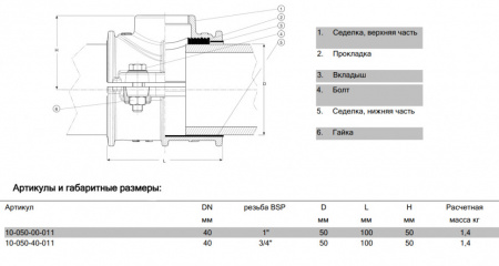 Хомут AVK 10/00 DN 40-3/4" PN 16 ответвительный для ПЭ и ПВХ труб