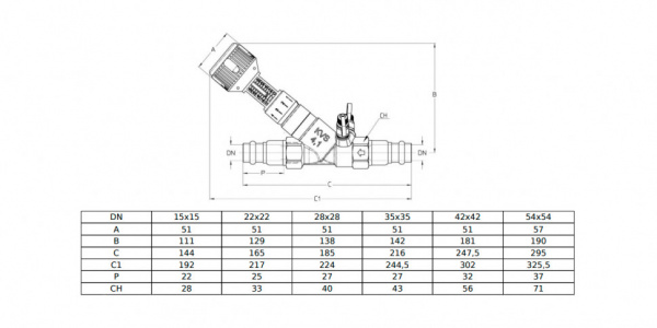 Клапан Cim 747OTPRF Ду 28 Ру 25 балансировочный Cimberio