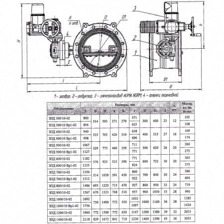 Затвор ЭНЭКОС Вр1 DN 500 PN 10 поворотный фланцевый с двойным эксцентриком с редуктором и электроприводом