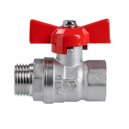 Шаровой кран VALTEC СТАНДАРТ Ду20 Ру40 никелированный c внутренней–наружной резьбой VT.123.N.05