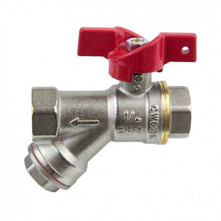 Кран шаровой с косым фильтром Aquasfera EURO 1015 DN 15 PN 40 полнопроходной муфтовый