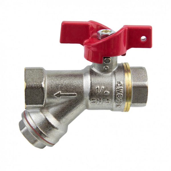 Кран шаровой с косым фильтром Aquasfera EURO 1015 DN 15 PN 40 полнопроходной муфтовый