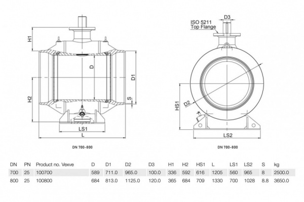 Кран шаровой Vexve 100 DN 700 PN 25 стальной Кран шаровой Vexve 100 DN 700 PN 25 стальной