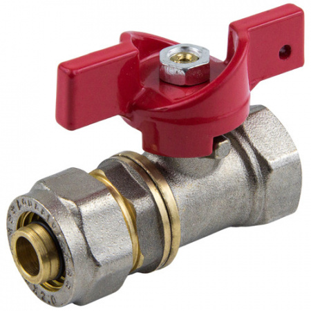 Кран шаровой для МП трубы Aquasfera EURO 1016 DN 20х1/2" PN 16 неполнопроходной компресс-муфта