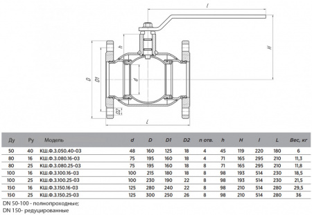 Кран шаровой нержавеющий ALSO КШ.Ф.З.100.25-03 Ду 100 Ру 25 полнопроходный фланцевый в строительную длину задвижки, корпус - 12Х18Н10Т