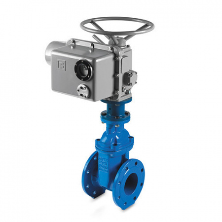 Задвижка GROSS DN 300 PN 16 фланцевая с обрезиненным клином с электроприводом ГЗ короткая