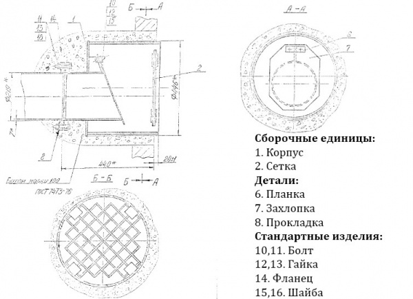 Обратный клапан типа захлопка Ду 200 А-397-80.02-03 на дренажном выпуске