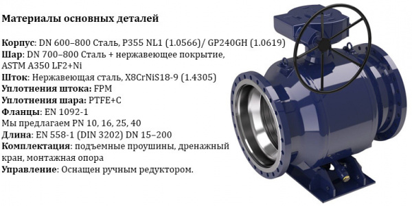 Кран шаровой NAVAL 285502 DN 700 PN 25 стальной стандартнопроходный фланцевый с редуктором Кран шаровой NAVAL 285502 DN 700 PN 25 стальной стандартнопроходный фланцевый с редуктором