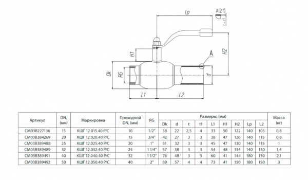 Кран шаровой БИВАЛ КШГ 12 DN 50 PN 40 Р/С Кран шаровой БИВАЛ КШГ 12 DN 50 PN 40 Р/С
