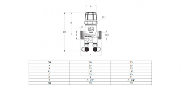 Клапан Cim 717LF Ду 10 Ру 25 балансировочный Cimberio