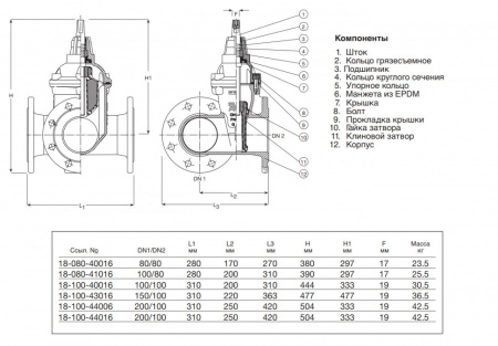 Задвижка AVK 18/40 DN 150/100 PN 10/16 фланцевая магистральная тройниковая Задвижка AVK 18/40 DN 150/100 PN 10/16 фланцевая магистральная тройниковая