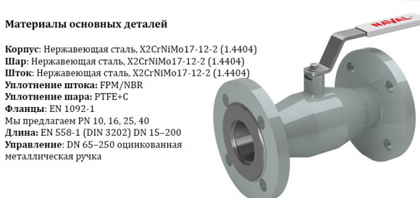 Кран шаровой NAVAL 286561 DN 80 PN 16 нержавеющий стандартнопроходный фланцевый Кран шаровой NAVAL 286561 DN 80 PN 16 нержавеющий стандартнопроходный фланцевый