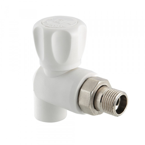 Кран полипропиленовый PPR (PPRC) шаровой для радиатора угловой Ø 20х1/2 PN 25