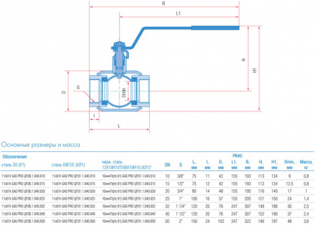 Кран шаровой Маршал 11с67п GAS PRO ЦР.00.1 DN 20 PN 40 полнопроходной муфтовый Кран шаровой Маршал 11с67п GAS PRO ЦР.00.1 DN 20 PN 40 полнопроходной муфтовый