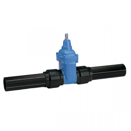 Задвижка AVK 36/8X DN 25 PN 16 ответвительная с ПЭ патрубками фланцевая