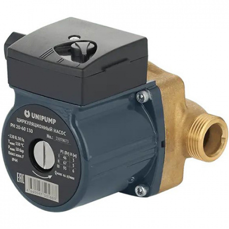 Насос циркуляционный Unipump PH 20-60 130 с мокрым ротором H=6м Q=46л/мин арт. 66193
