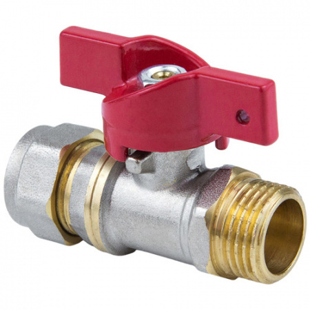 Кран шаровой для МП трубы Aquasfera EURO 1017 DN 20х3/4" PN 16 неполнопроходной компресс-резьба