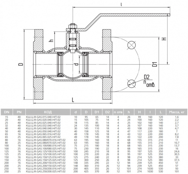 Кран шаровой цельносварной LD КШ.Ц.Ф.GAS.080/070.040.Н/П.02 Ду 80/70 Ру 40 стальной неполнопроходный фланцевый