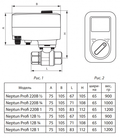 Кран шаровой с электроприводом Нептун SE BRONZE 12В 1/2'' бронзовый