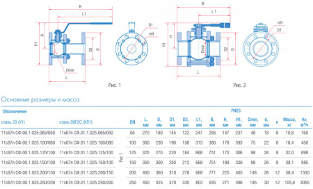 Кран шаровой Маршал 11с67п СФ.00.1 DN 100/80 PN 25 стандартнопроходной фланцевый