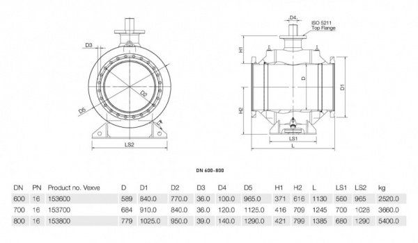 Кран шаровой Vexve 153 DN 700 PN 16 стальной Кран шаровой Vexve 153 DN 700 PN 16 стальной