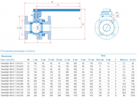 Кран шаровой литой Маршал 10нж45фт ЛФ.01.1 DN 100 PN 16 полнопроходной фланцевый