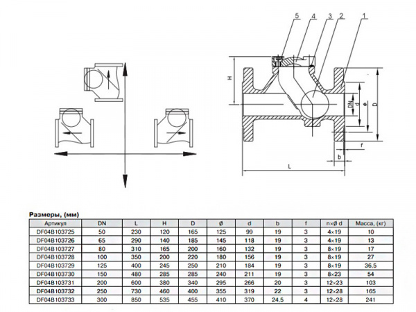 Клапан обратный шаровый ADL Гранлок RD12 DN 200 PN 16 ф/ф