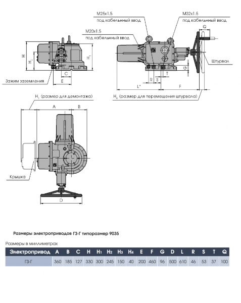 Электропривод многооборотный ГЗ-Г.2500 (380В) 24 об./мин.