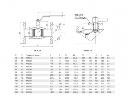 Кран шаровой Vexve 113 DN 40 PN 40 стальной газовый Кран шаровой Vexve 113 DN 40 PN 40 стальной газовый