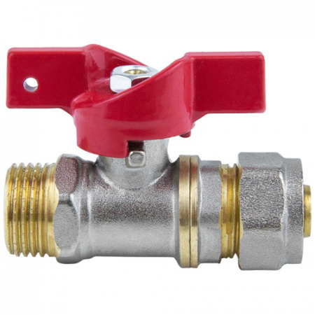 Кран шаровой для МП трубы Aquasfera EURO 1017 DN 20х3/4" PN 16 неполнопроходной компресс-резьба