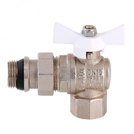 Кран шаровой VALTEC BASE Ду15 Ру40 угловой с полусгоном и дополнительным уплотнением VT.228.NRW.04