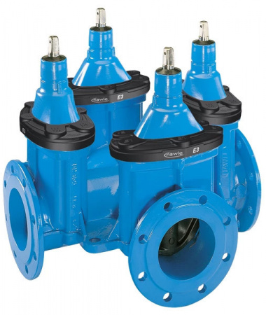 Задвижка HAWLE 4400E3 DN 200/3 PN 10 фланцевая клиновая чугунная с обрезиненным клином типа Комби-IV без пожарной подставки