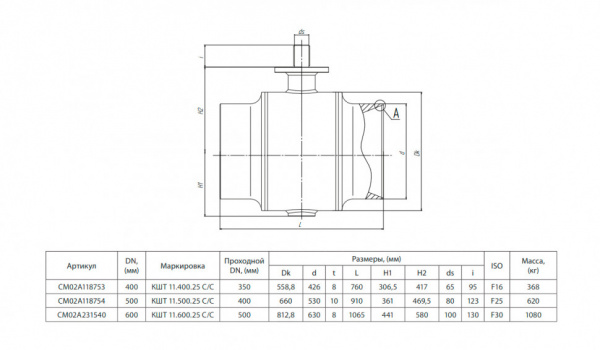 Кран шаровой БИВАЛ КШТ 11 DN 600 PN 25 C/C Кран шаровой БИВАЛ КШТ 11 DN 600 PN 25 C/C
