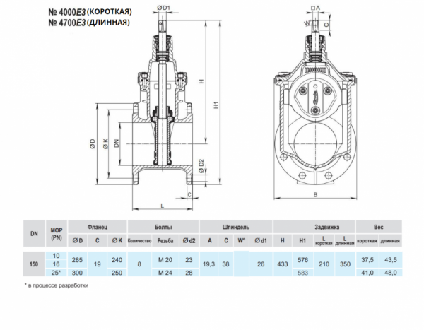 Задвижка HAWLE 4700Е3 DN 150 PN 10 фланцевая клиновая чугунная длинная с обрезиненным клином Задвижка HAWLE 4700Е3 DN 150 PN 10 фланцевая клиновая чугунная длинная с обрезиненным клином