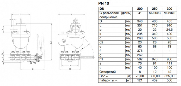 Клапан VAG TWINJET-S DN 250 PN 10 воздушный двухкамерный с затвором