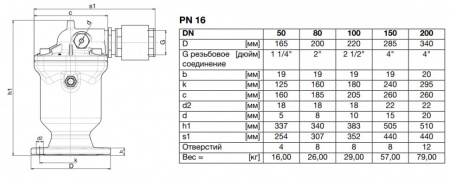Клапан VAG DUOJET Anti-Surge DN 200 PN 16 воздушный с устройством защиты от гидроудара